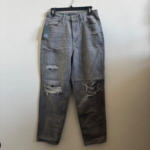 NWT‎ Wild Fable Gray Distressed High Rise Tapered Mom Jeans Size 8